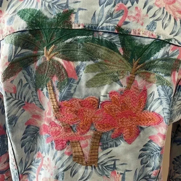 [S]Billy. T Tropical Floral  Embroidered Denim Jacket - Picture 10 of 16